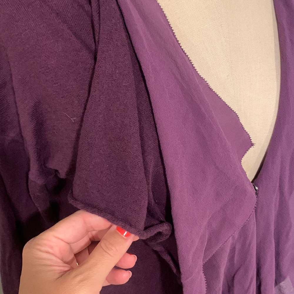 Hinge Silk Ruffle Front Cardigan. - Picture 3 of 4